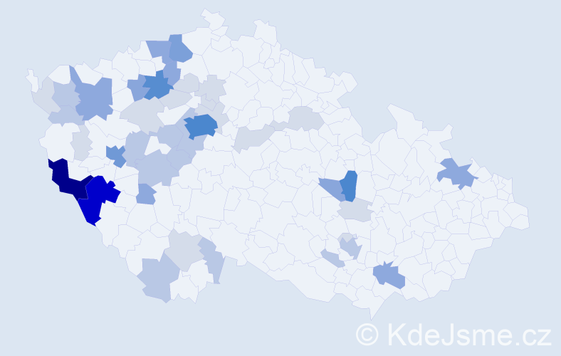 Příjmení: 'Kresl', počet výskytů 132 v celé ČR