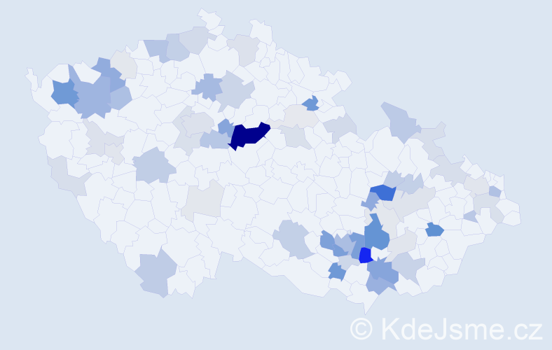 Příjmení: 'Čáslavová', počet výskytů 206 v celé ČR