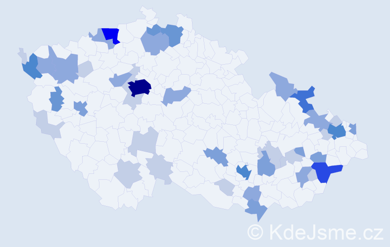 Příjmení: 'Krajčíková', počet výskytů 117 v celé ČR