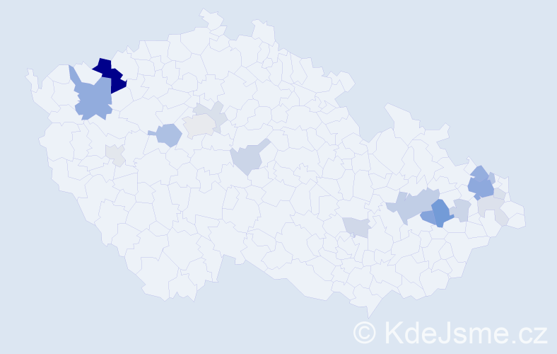 Příjmení: 'Klimčáková', počet výskytů 49 v celé ČR