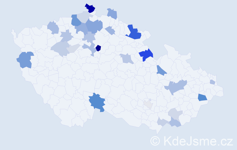 Příjmení: 'Kesler', počet výskytů 65 v celé ČR