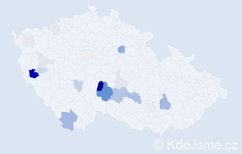 Příjmení: 'Kuzdas', počet výskytů 56 v celé ČR