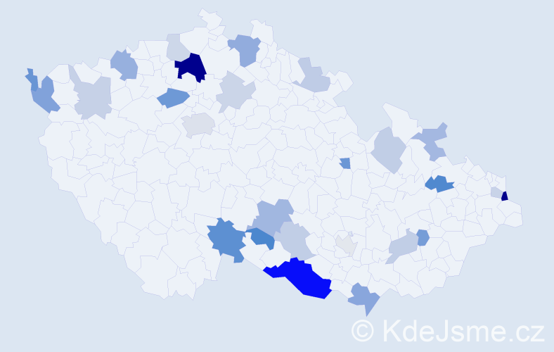 Příjmení: 'Badinková', počet výskytů 57 v celé ČR