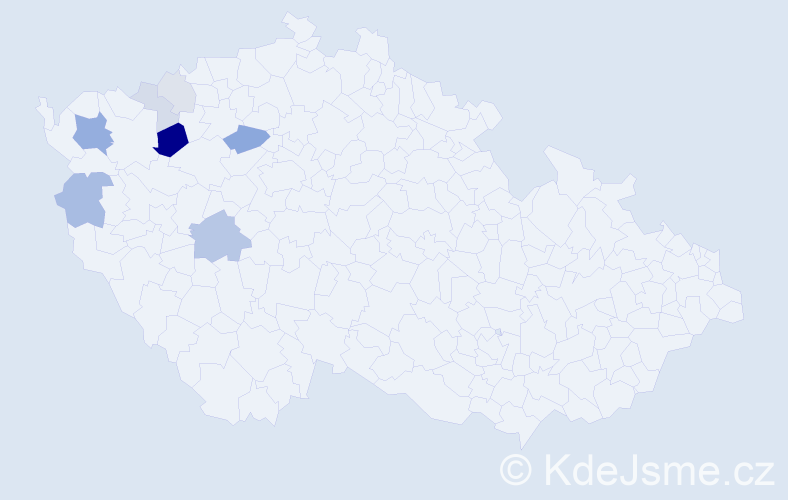 Příjmení: 'Čóka', počet výskytů 21 v celé ČR
