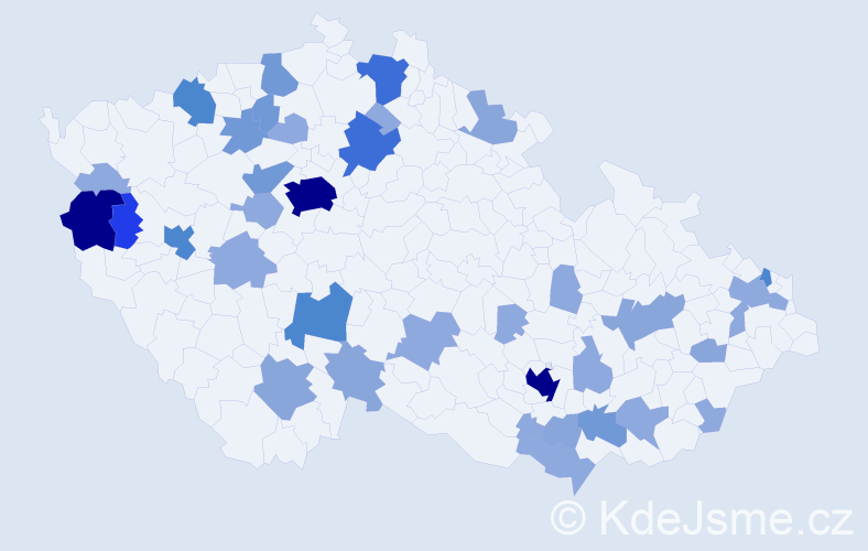 Příjmení: 'Majerčíková', počet výskytů 103 v celé ČR