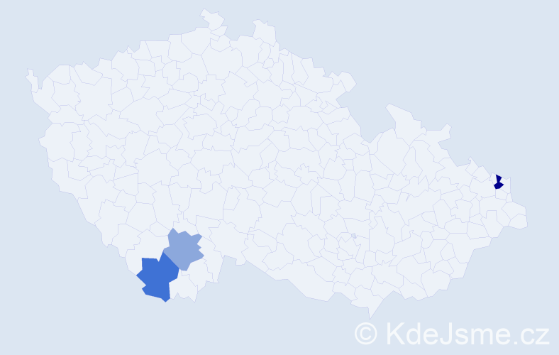 Příjmení: 'Pokoba', počet výskytů 4 v celé ČR