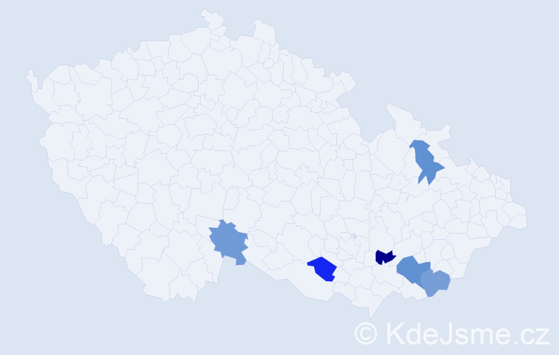 Příjmení: 'Pištoľ', počet výskytů 7 v celé ČR