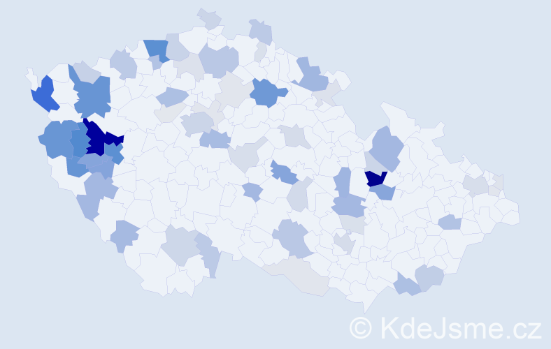 Příjmení: 'Václav', počet výskytů 199 v celé ČR