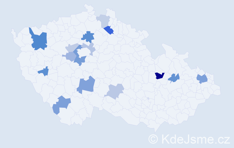 Příjmení: 'Kindel', počet výskytů 29 v celé ČR