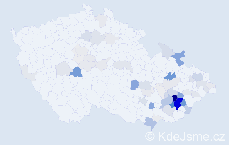 Příjmení: 'Chudárek', počet výskytů 223 v celé ČR