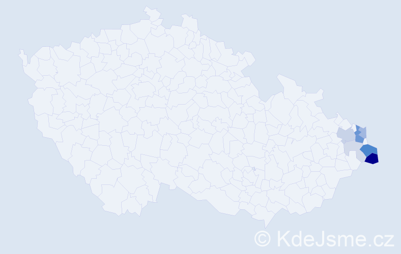 Příjmení: 'Witasek', počet výskytů 23 v celé ČR