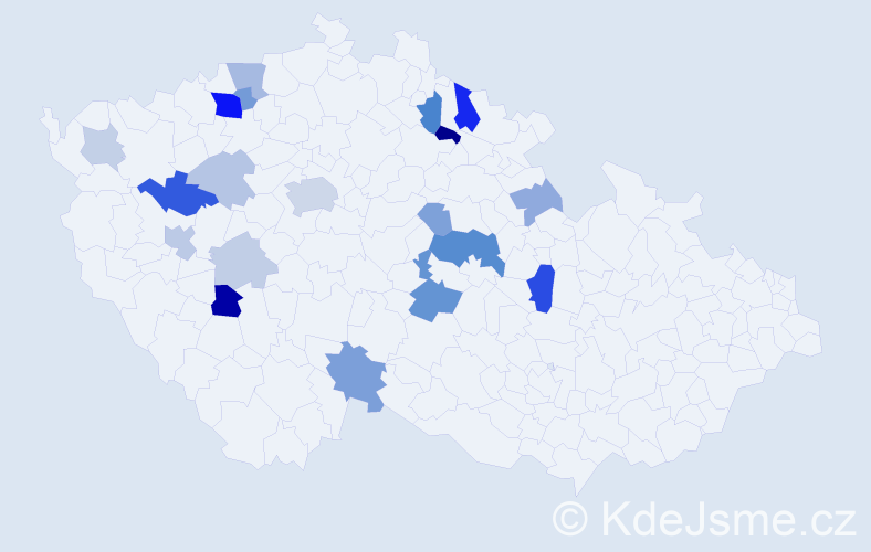 Příjmení: 'Friček', počet výskytů 49 v celé ČR