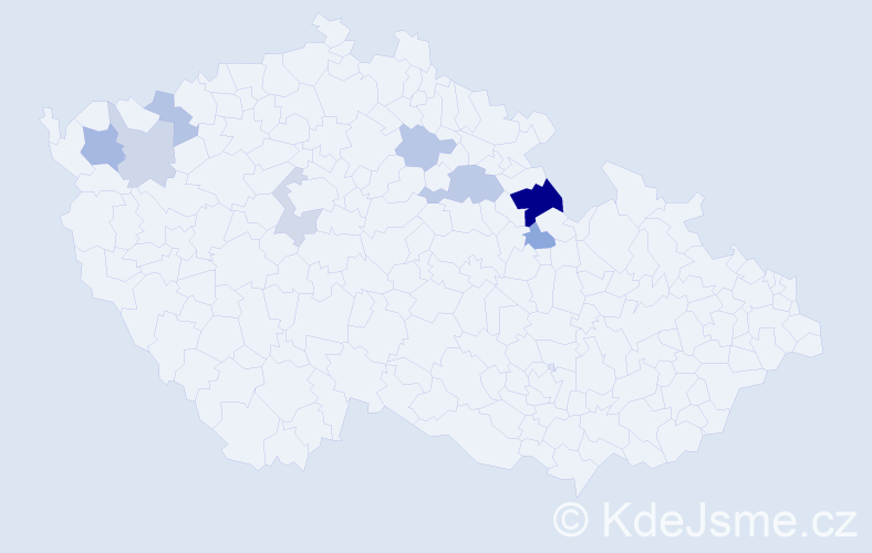 Příjmení: 'Nástrahová', počet výskytů 15 v celé ČR