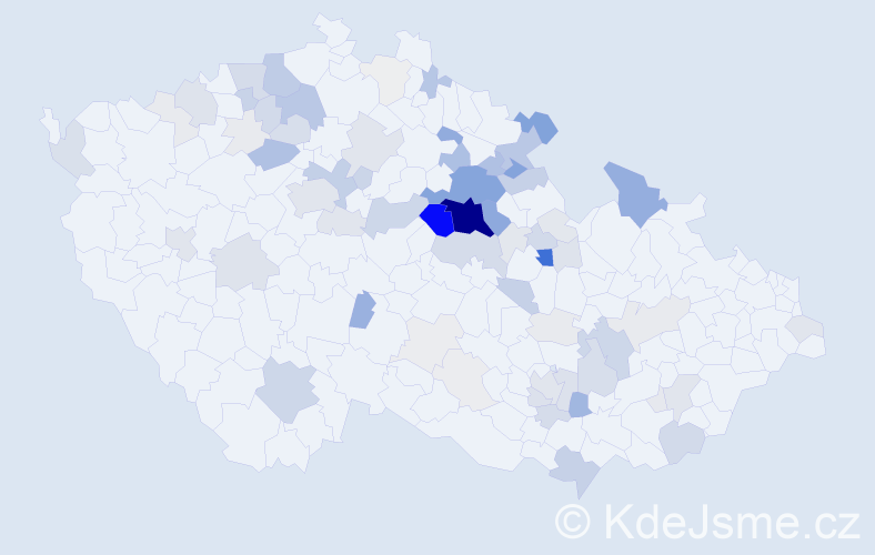 Příjmení: 'Kmoníček', počet výskytů 390 v celé ČR