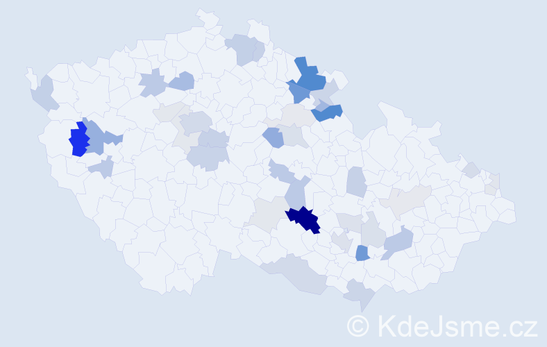 Příjmení: 'Krejzlová', počet výskytů 115 v celé ČR