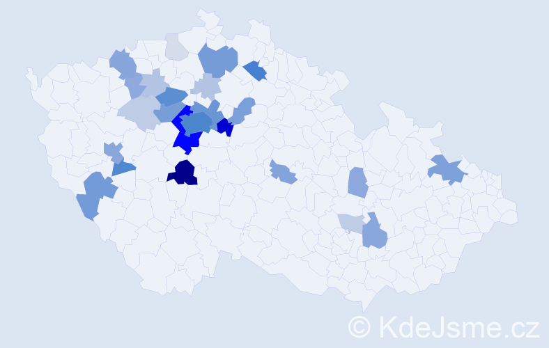 Příjmení: 'Kejha', počet výskytů 128 v celé ČR