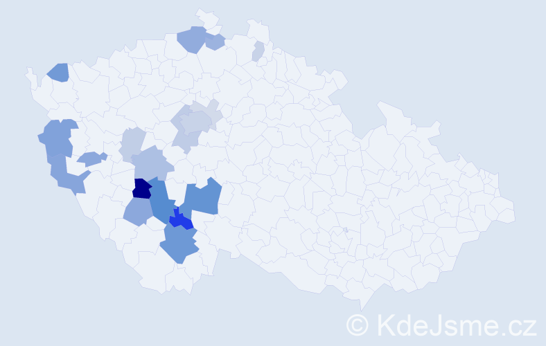 Příjmení: 'Trča', počet výskytů 55 v celé ČR