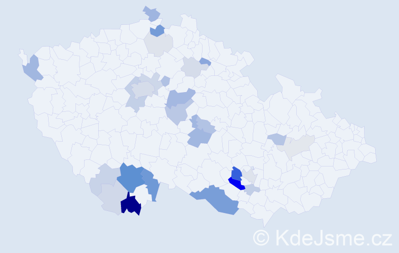 Příjmení: 'Tondl', počet výskytů 95 v celé ČR