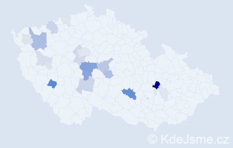 Příjmení: 'Frantlová', počet výskytů 44 v celé ČR