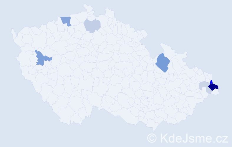 Příjmení: 'Kulhanek', počet výskytů 21 v celé ČR