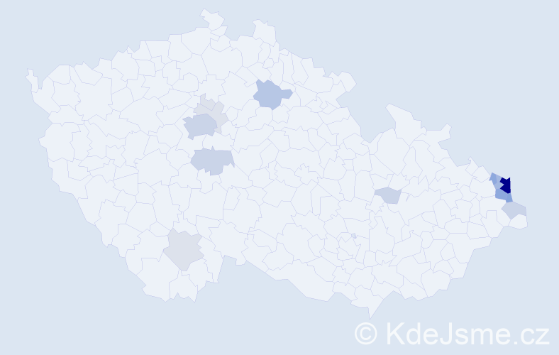 Příjmení: 'Kyjonka', počet výskytů 60 v celé ČR