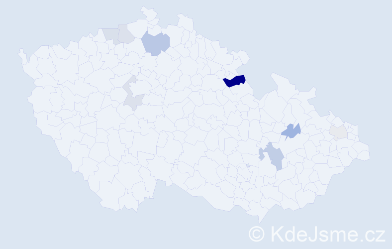 Příjmení: 'Hajdúch', počet výskytů 14 v celé ČR