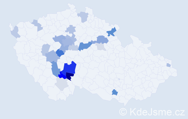 Příjmení: 'Hašplová', počet výskytů 75 v celé ČR