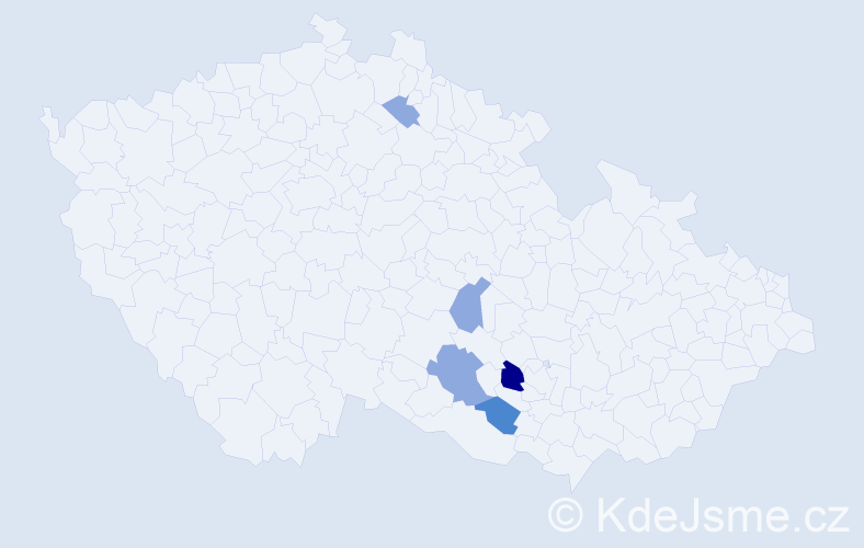Příjmení: 'Kéda', počet výskytů 10 v celé ČR