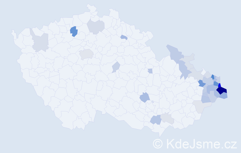 Příjmení: 'Koždoňová', počet výskytů 129 v celé ČR
