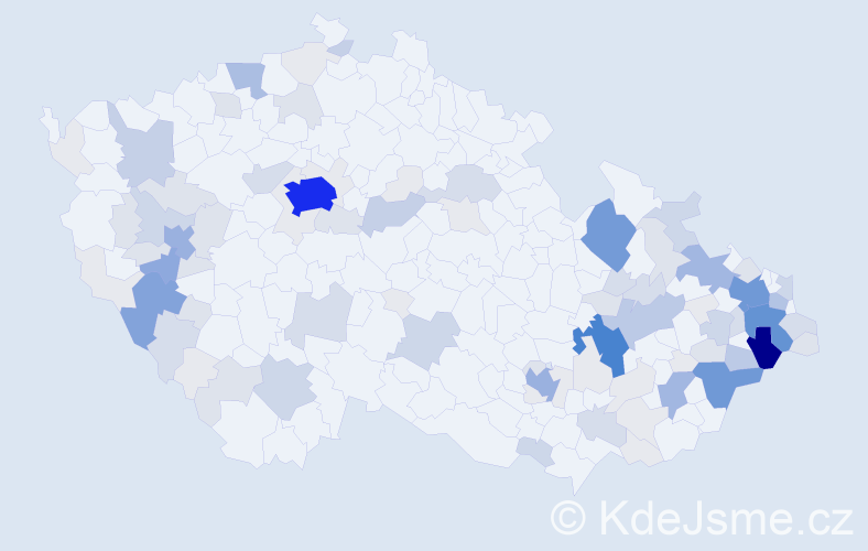 Příjmení: 'Kaňáková', počet výskytů 412 v celé ČR