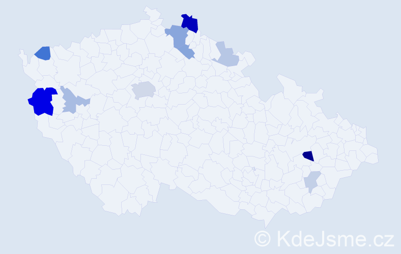 Příjmení: 'Zelenayová', počet výskytů 23 v celé ČR