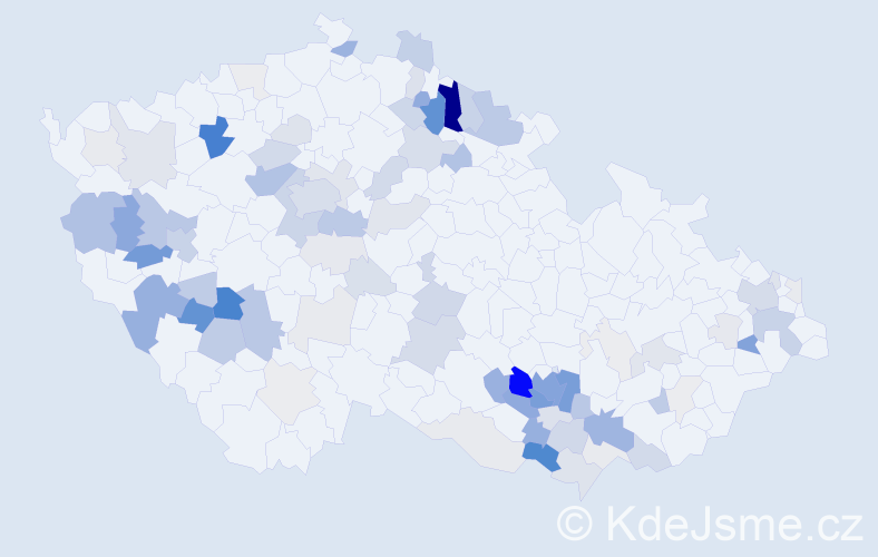 Příjmení: 'Kvarda', počet výskytů 336 v celé ČR