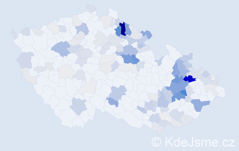 Příjmení: 'Metelka', počet výskytů 482 v celé ČR