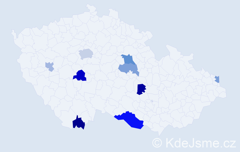 Příjmení: 'Gerbel', počet výskytů 14 v celé ČR