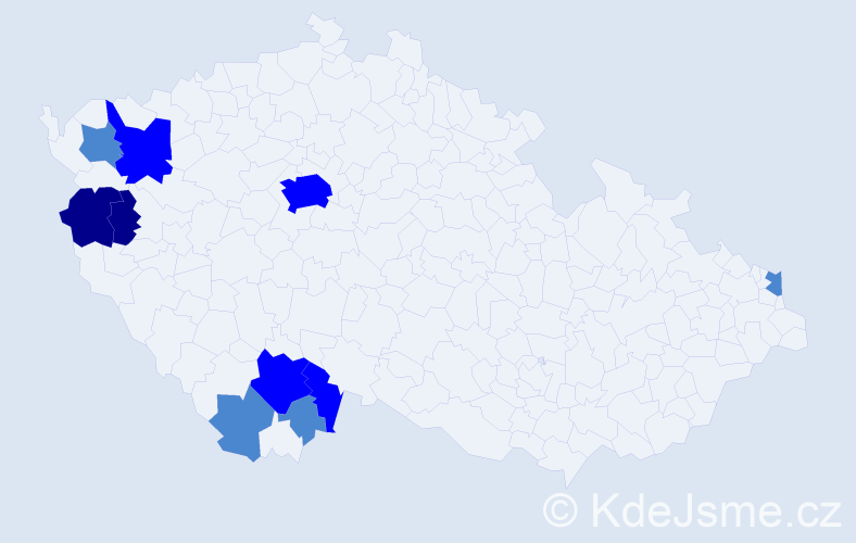 Příjmení: 'Fáč', počet výskytů 18 v celé ČR