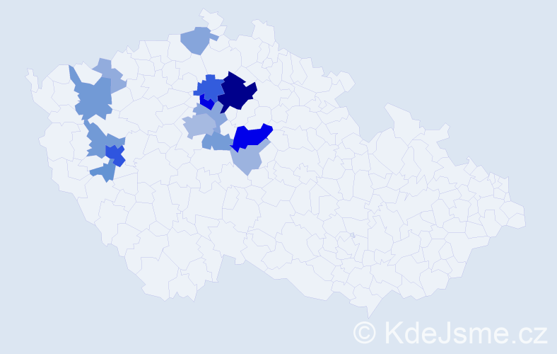 Příjmení: 'Čákora', počet výskytů 58 v celé ČR