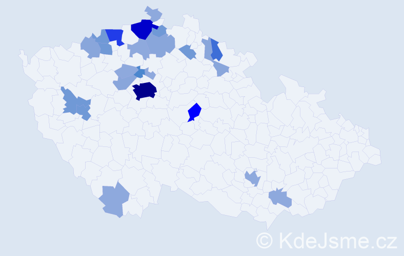 Příjmení: 'Chleborád', počet výskytů 74 v celé ČR