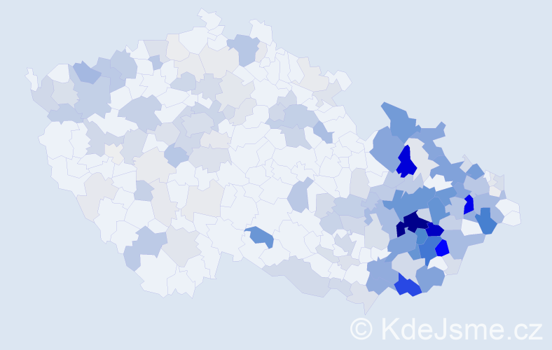 Příjmení: 'Baďurová', počet výskytů 641 v celé ČR