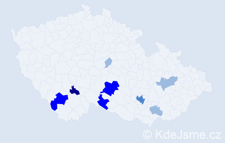 Příjmení: 'Pitzmos', počet výskytů 18 v celé ČR
