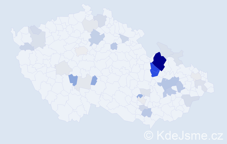 Příjmení: 'Basler', počet výskytů 104 v celé ČR