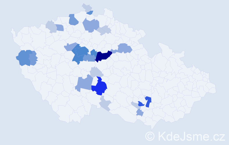 Příjmení: 'Charouzek', počet výskytů 74 v celé ČR