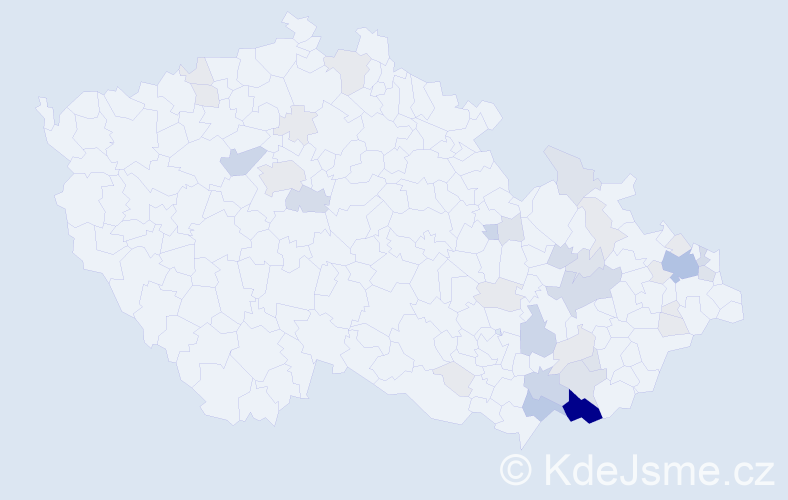 Příjmení: 'Všetula', počet výskytů 121 v celé ČR
