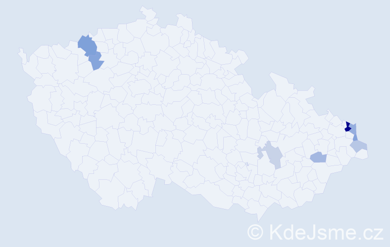 Příjmení: 'Kubanek', počet výskytů 17 v celé ČR