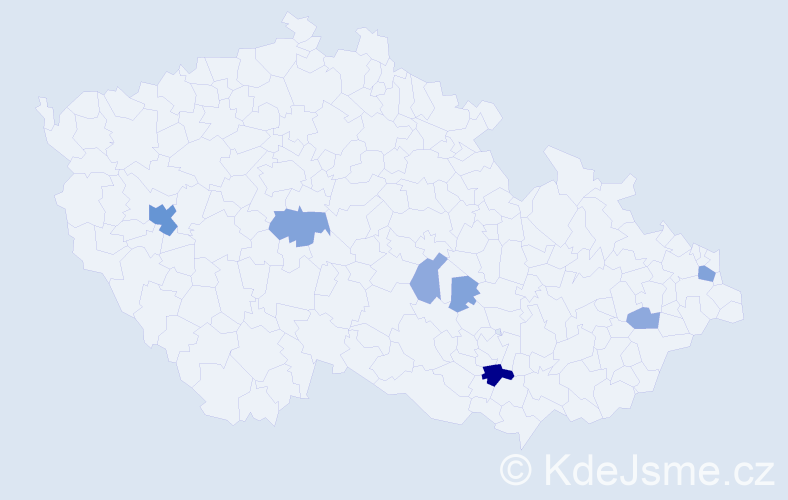 Příjmení: 'Uhrinec', počet výskytů 19 v celé ČR
