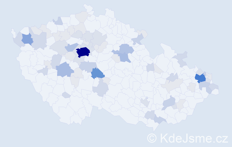 Příjmení: 'Kot', počet výskytů 232 v celé ČR