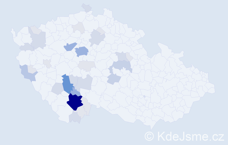 Příjmení: 'Kuboušek', počet výskytů 103 v celé ČR