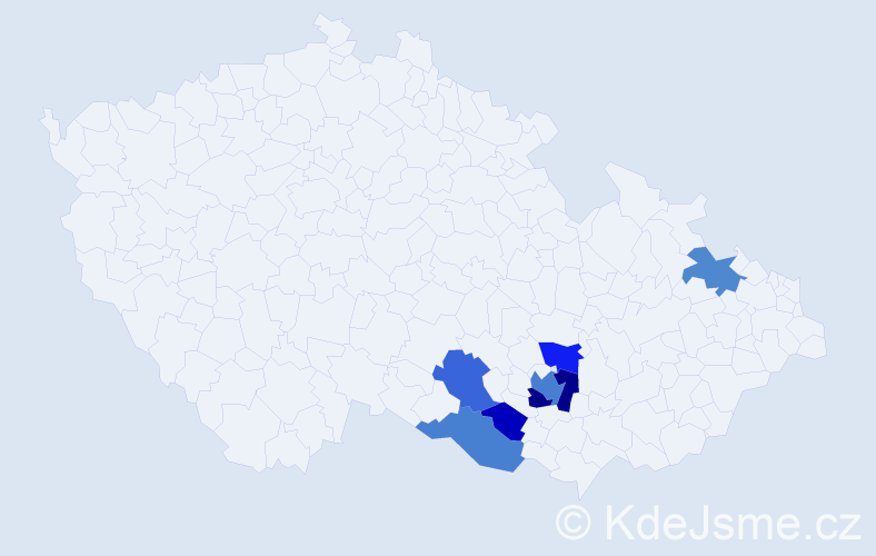 Příjmení: 'Drochytková', počet výskytů 18 v celé ČR