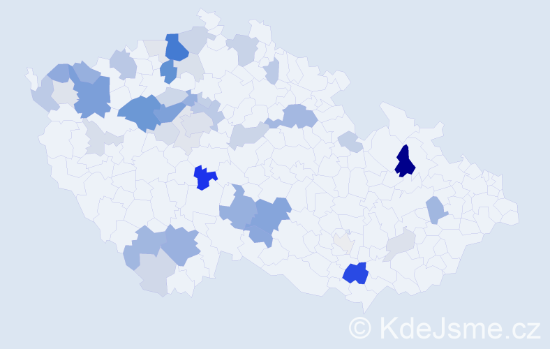 Příjmení: 'Mrhal', počet výskytů 134 v celé ČR