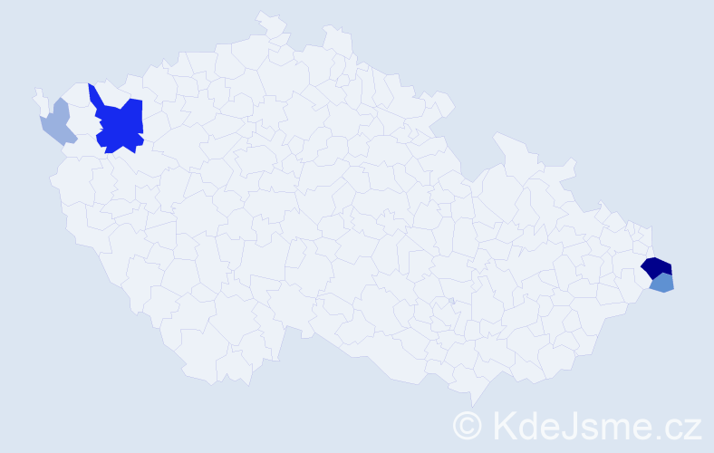 Příjmení: 'Kopciová', počet výskytů 14 v celé ČR