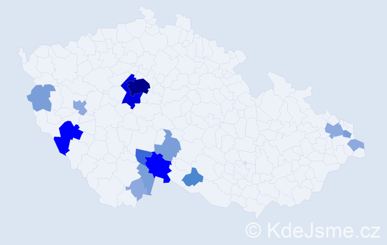 Příjmení: 'Klečatská', počet výskytů 42 v celé ČR